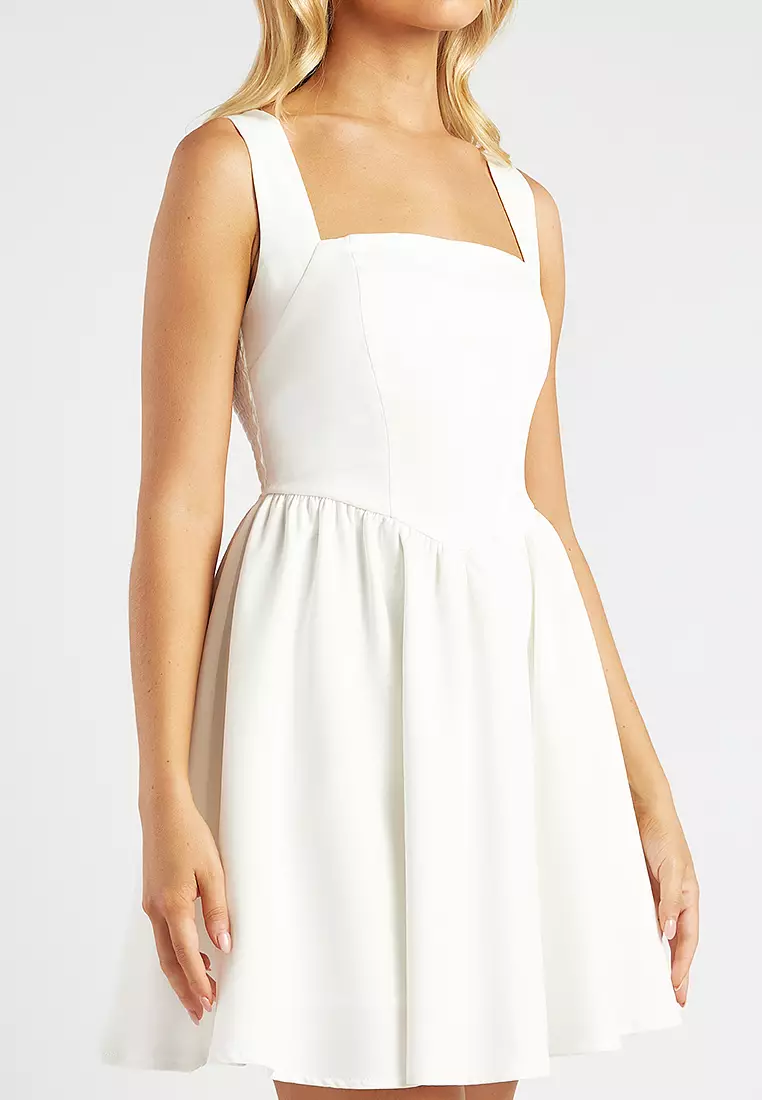 V Waistline Detail Mini Dress