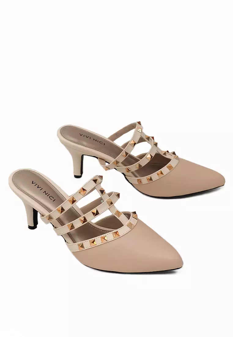 VIVI NICI - Annchi Sandal Mules Hak 7 cm Cannoli Cream