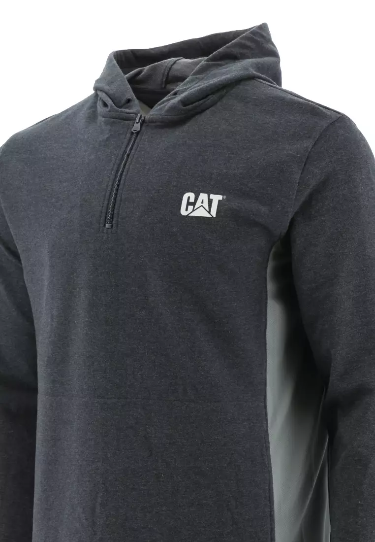 Caterpillar Coolmax 1/4 Zip Hoodie - Men's Medium Heather Grey 1510572-10122-M