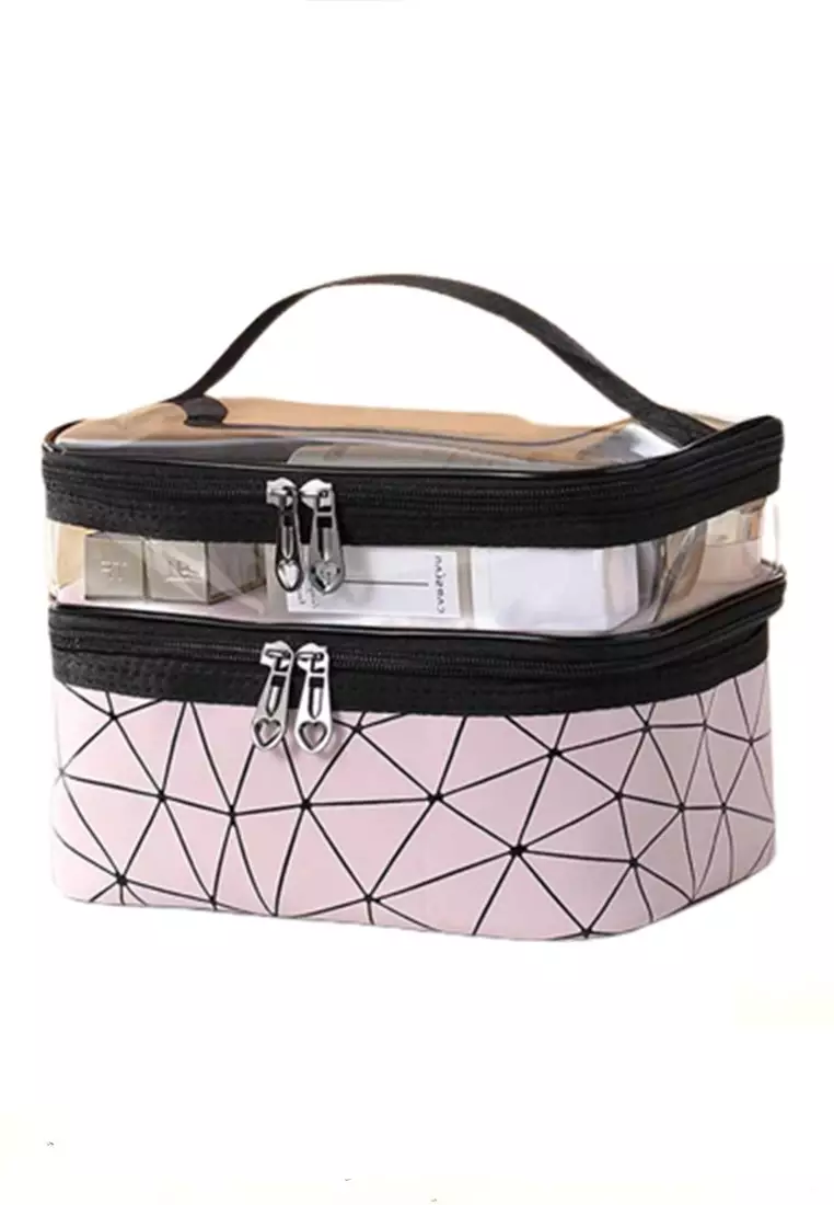 Elmar Tas Kosmetik Make Up Travel Wanita Organizer Bag Material Nylon Vinil ORIGINAL - Pink