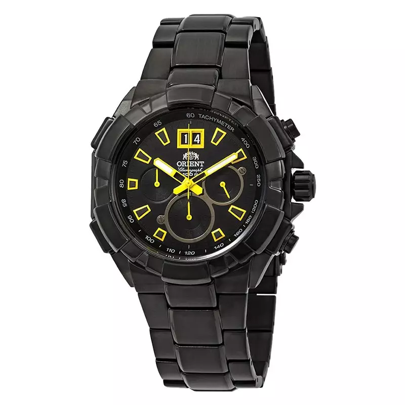 Jam Tangan Pria Orient Enterprise FTV00007B Chronograph Men Watch Black Dial Black Stainless Steel S