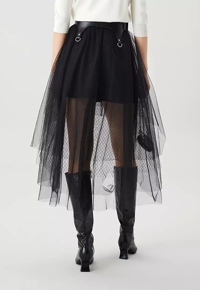 Buy Hopeshow Mesh Layered Tulle Skirt with Belt 2025 Online ZALORA
