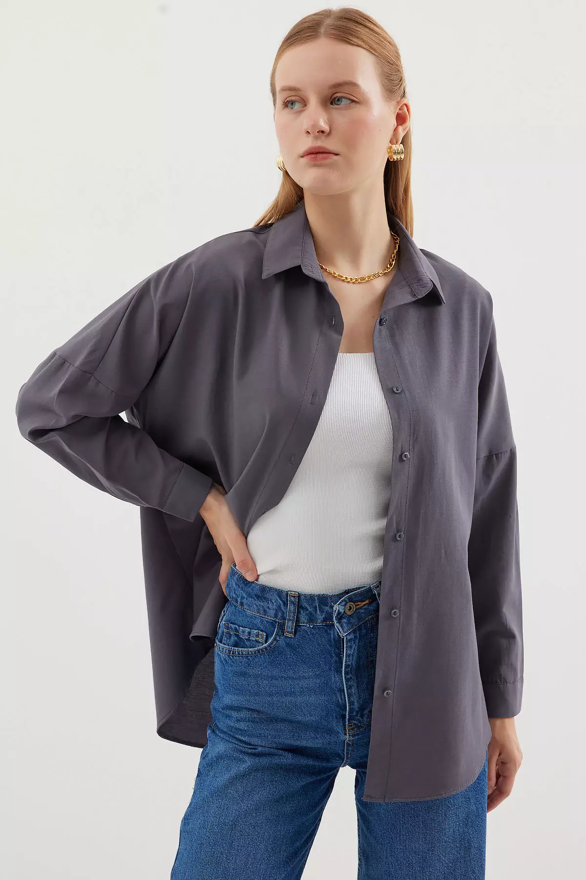 Oversized Long Basic Shirt