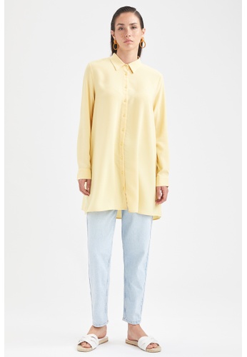 DeFacto yellow Relaxed Fit Long Sleeve Viscose Shirt EDFCEAA738EEE8GS_1