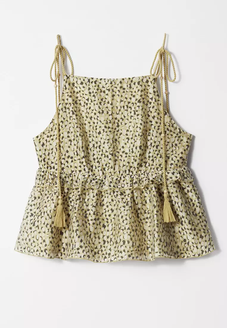 Peplum-Frill Strap Top