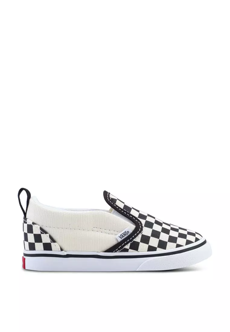 Checkerboard vans womens slip on sale on