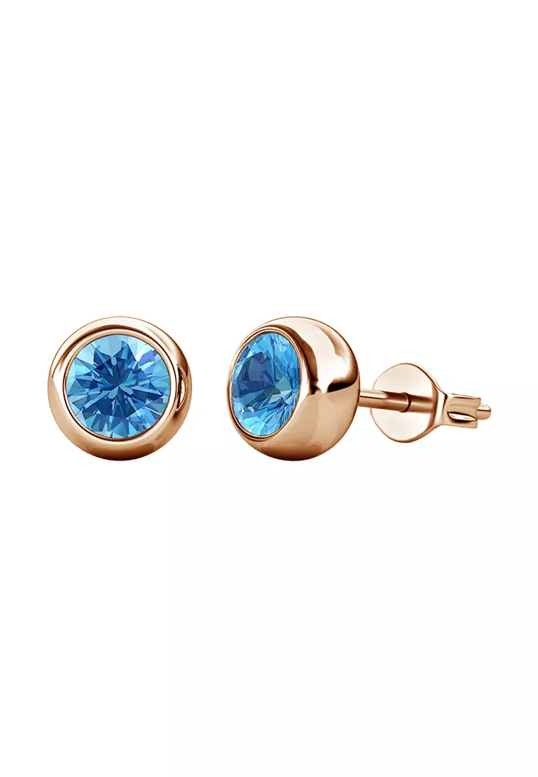 Birth Stone Moon Earring December Blue Topaz RG - Anting Crystal Swarovski by Her Jewellery