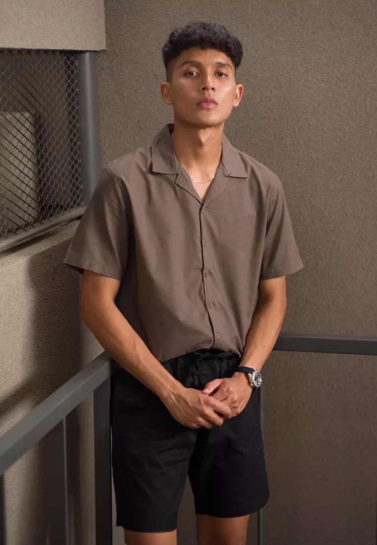 Kemeja pendek pantai OXCON summer shirt Oak Wood