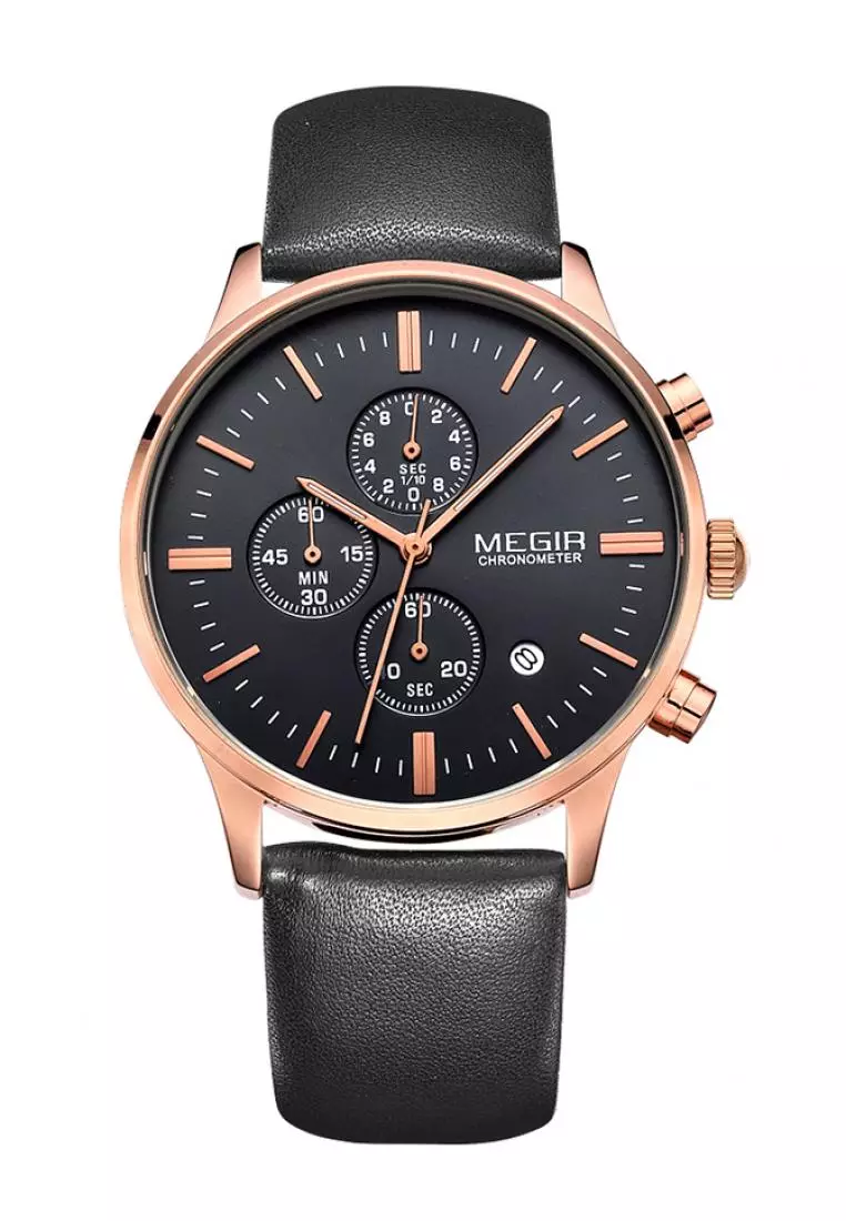 Japan Design Plating Fashion Cow Leather Megir Price Watch