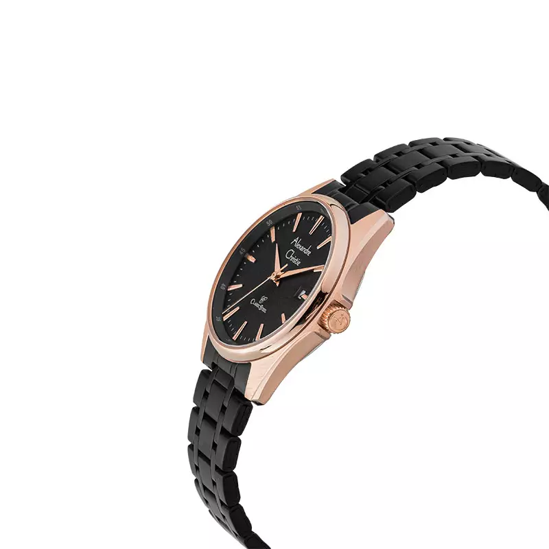 Jam Tangan Wanita Alexandre Christie Classic Steel AC 8661 LD BBRBA Ladies Black Dial Black Stainless Steel Strap