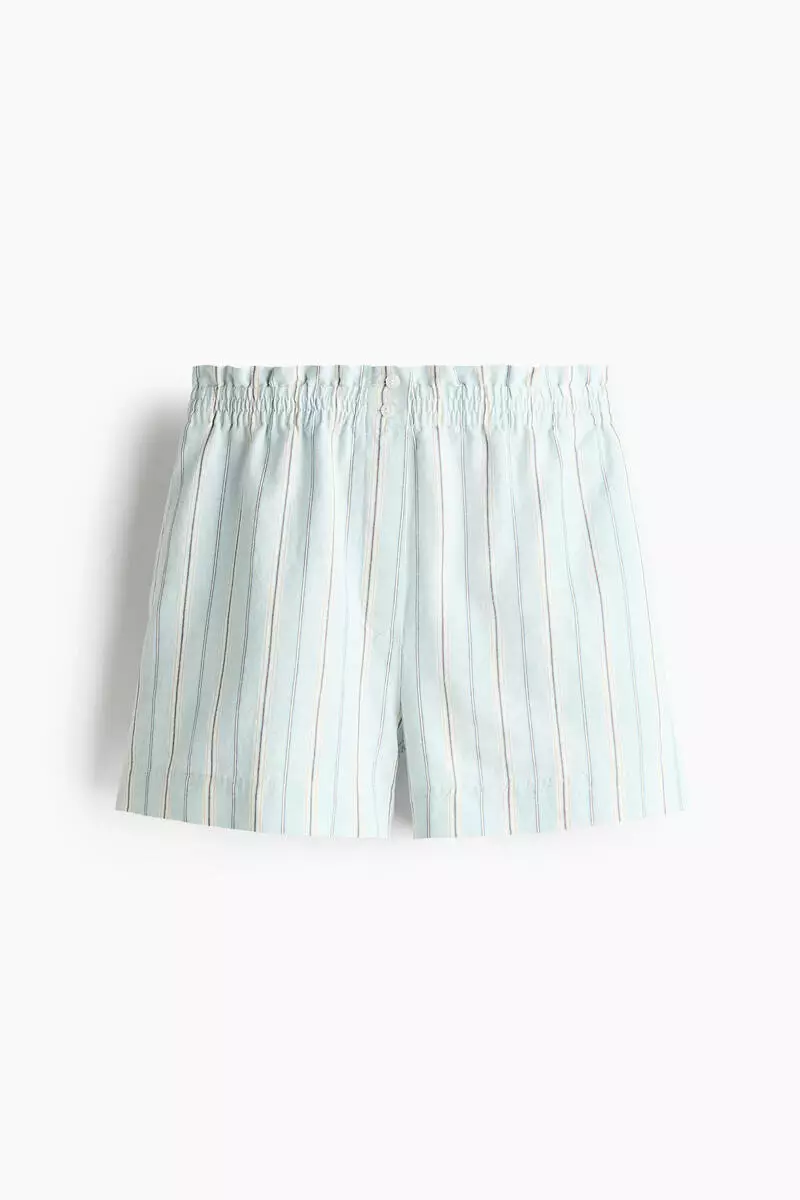 Linen-blend paper bag shorts