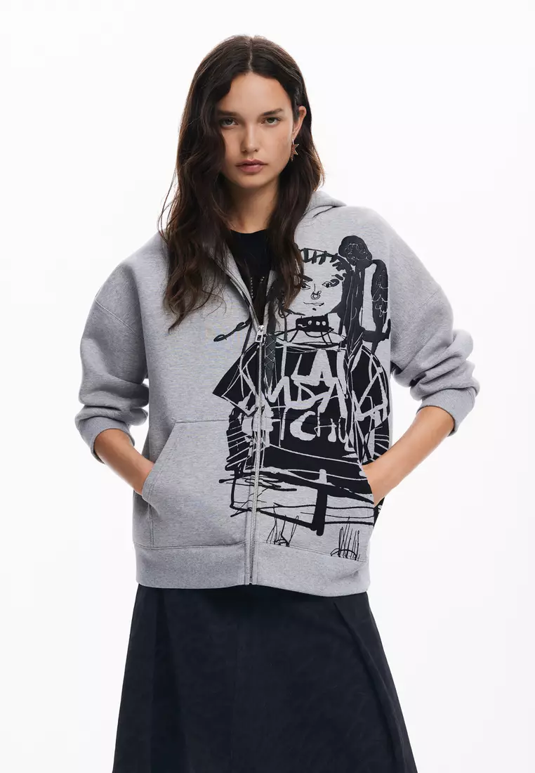 Desigual Woman Printed zip-up sweatshirt M. Christian Lacroix.