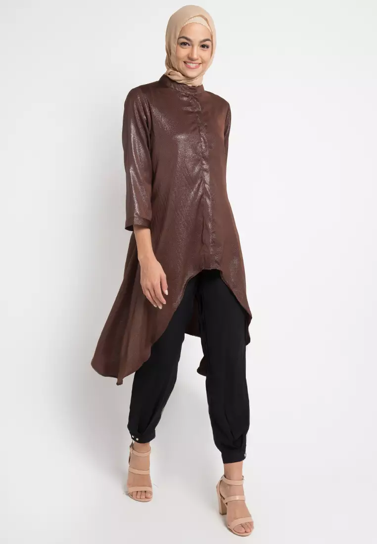 Isa Tunic In Brown Glitter