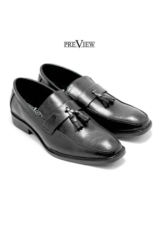 Preview Vincent Formal Slip on Tassel Black Loafers for Men