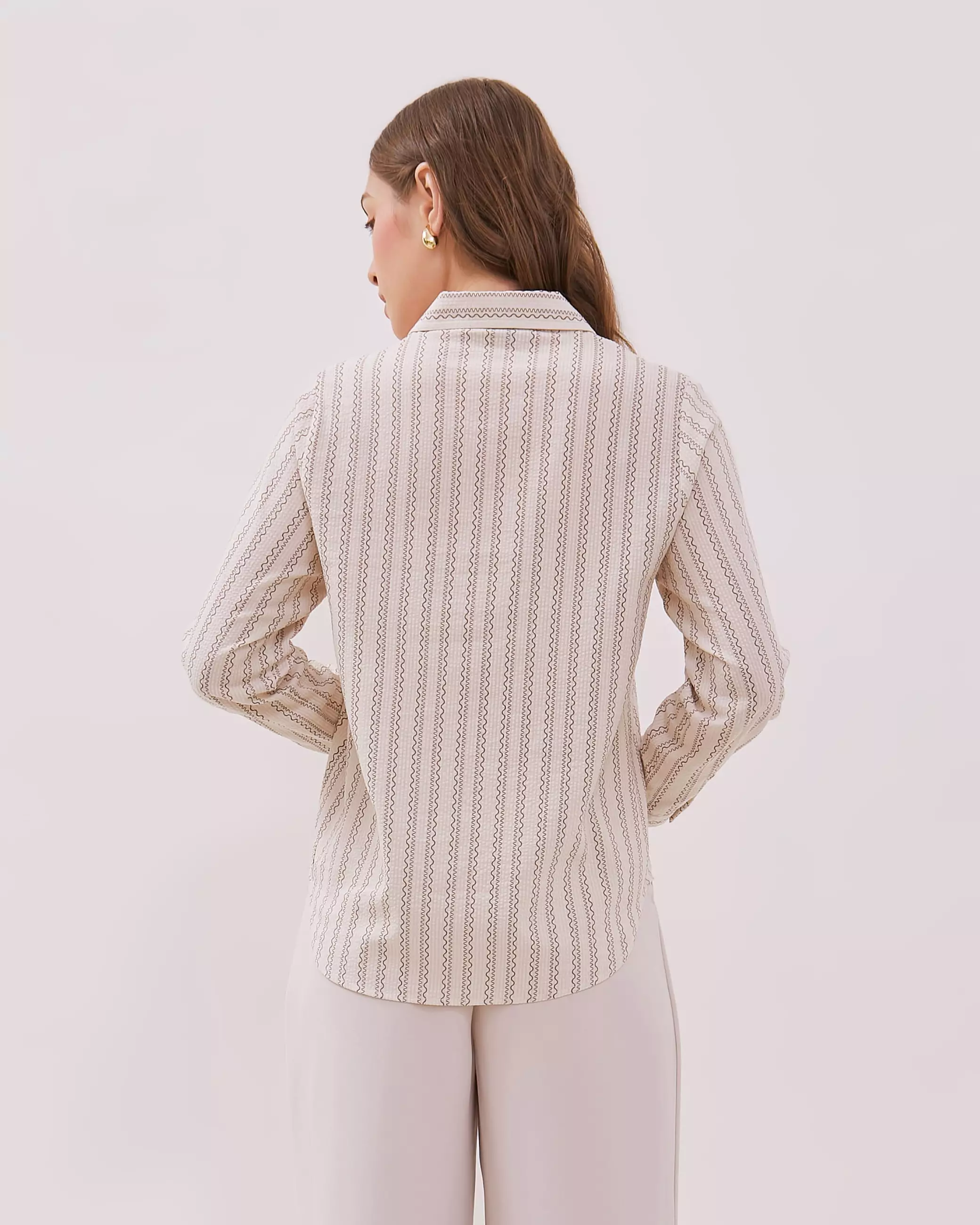 Urban Exchange Vienna Brown Blouse - Atasan Blouse Katun Seersucker Warna Brown