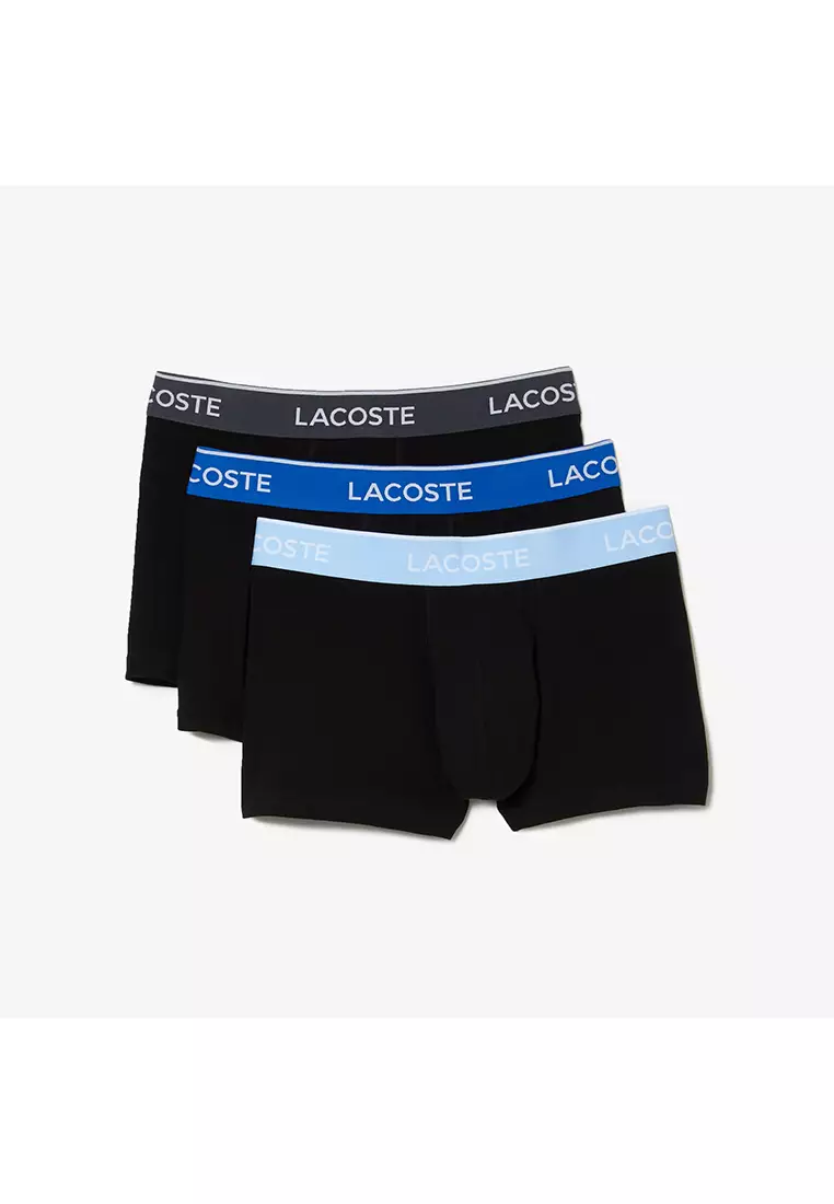 Buy Lacoste Pack Of 3 Navy Casual Boxer Briefs With Contrasting ...