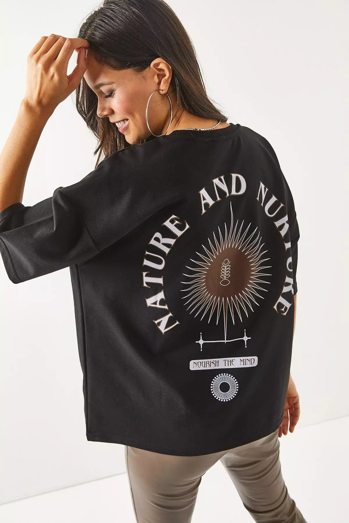 Symbol Front Back Printed 2 Thread Unisex Oversize T-Shirt