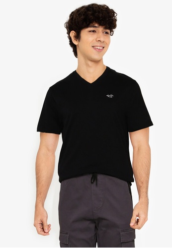 Hollister black V-Neck Solid T-Shirt 3F6D1AACC10173GS_1