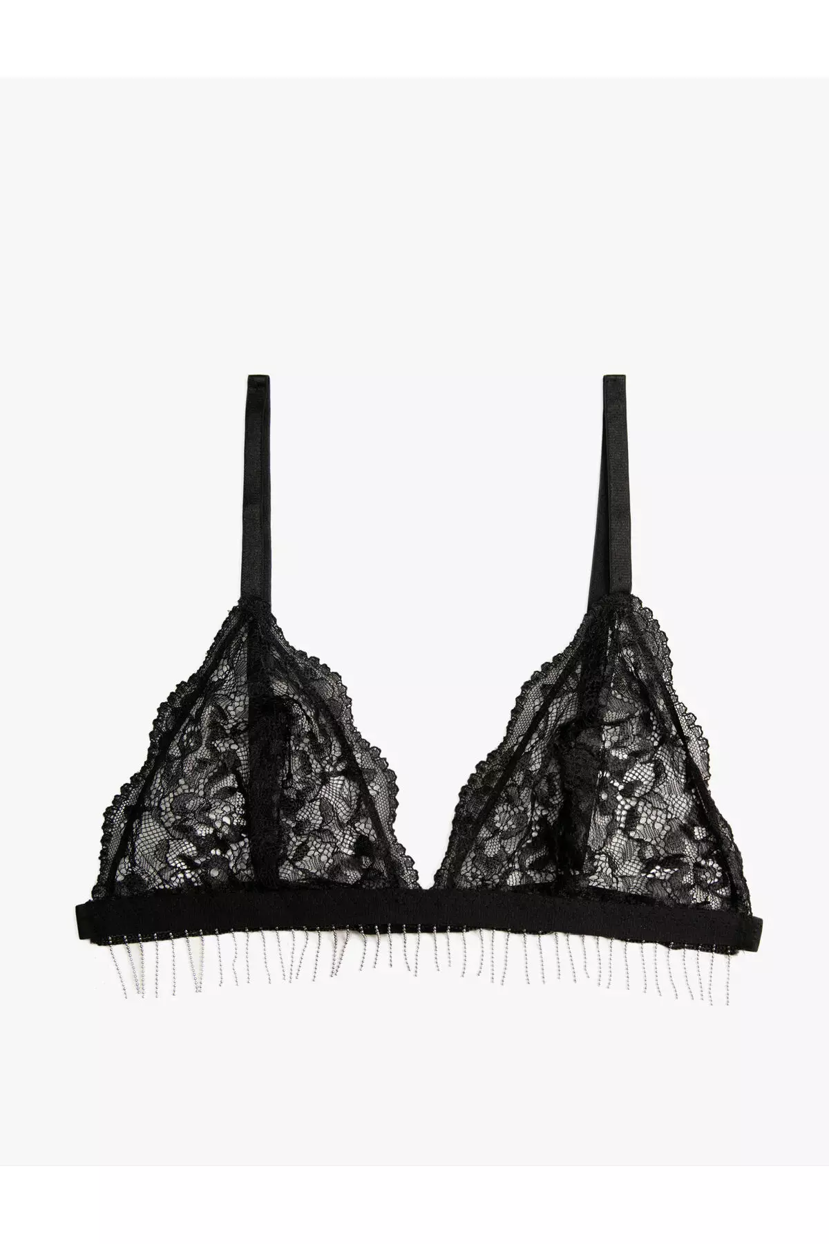 Lace Trim Black Non Padded Bralette By Estonished, EST-NG-142