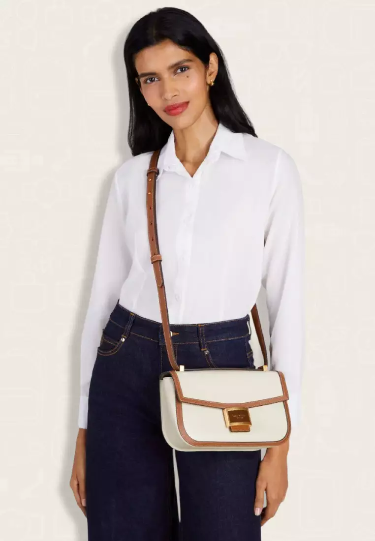 Kate Spade Katy Colorblocked Medium Convertible Shoulder Bag Halo White