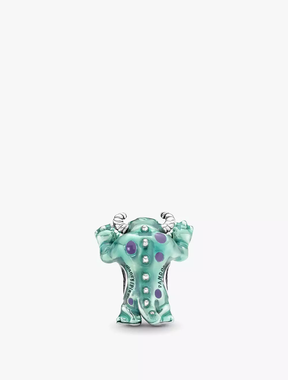 Disney Pixar Sulley sterling silver charm with black, pink and transparent blue enamel