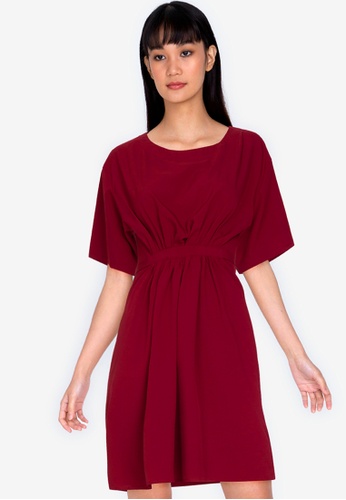 ZALORA BASICS red Short Sleeve Dress with Drawstring 94DDCAAF4F2060GS_1