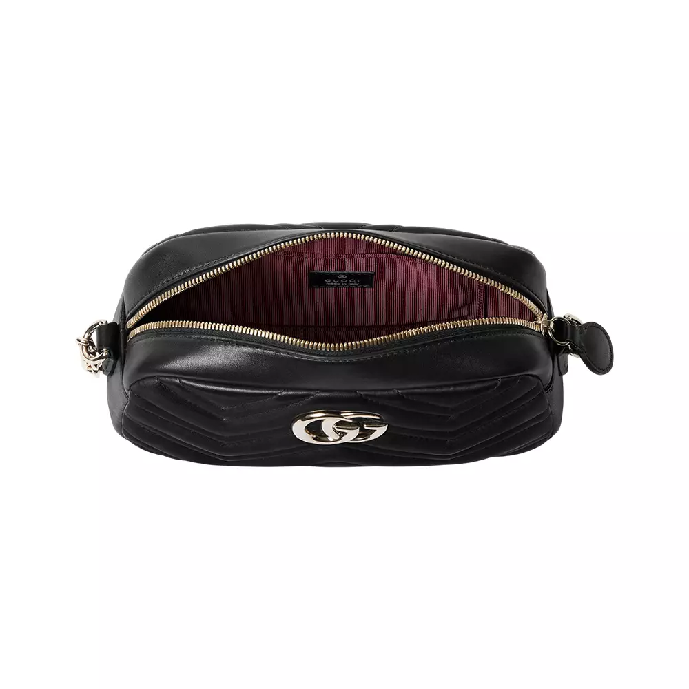 GG Marmont Small Supple Leather Camera Bag Black Lghw