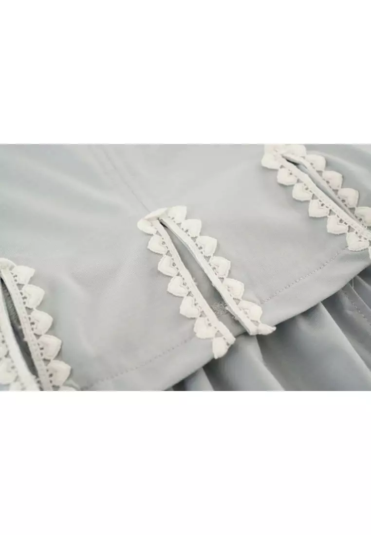 活力智慧藍色親子裝女嬰兒兒童唐裝漢服上衣與裙子套裝0842