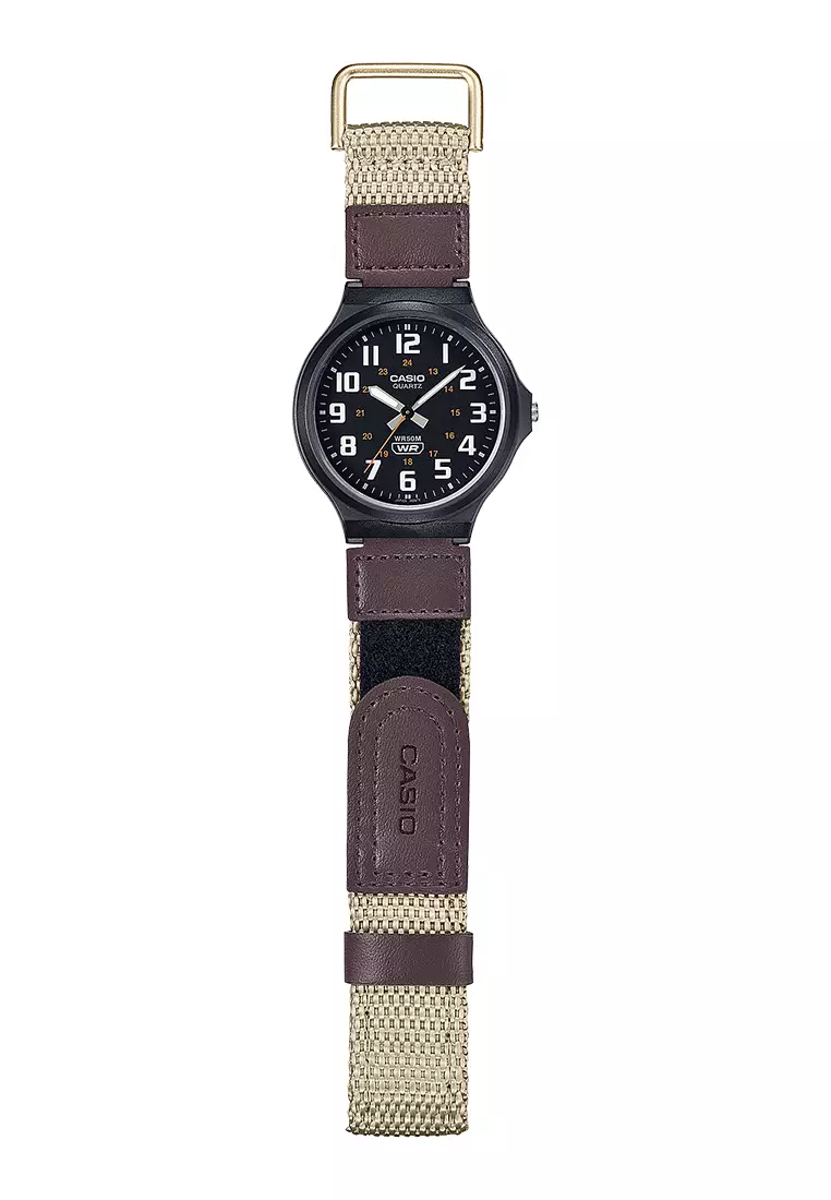 Jam Tangan Analog Pria Casio MW-240B-5BV Brown Nylon Strap
