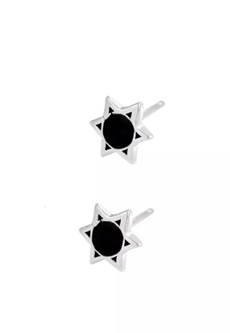 LDR6221-1 S925 Silver Hexagram Earrings