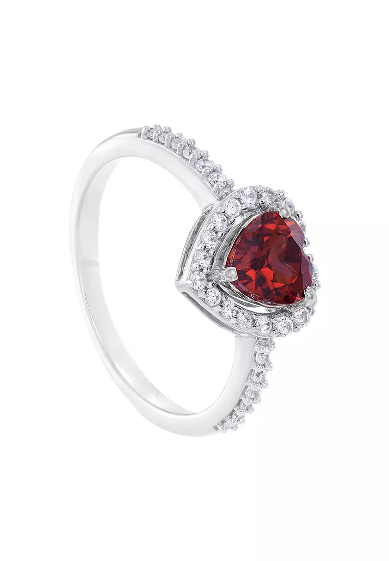 HABIB Heart Garnet and Diamond Ring in 375/9K White Gold 265610123(R)-GARN