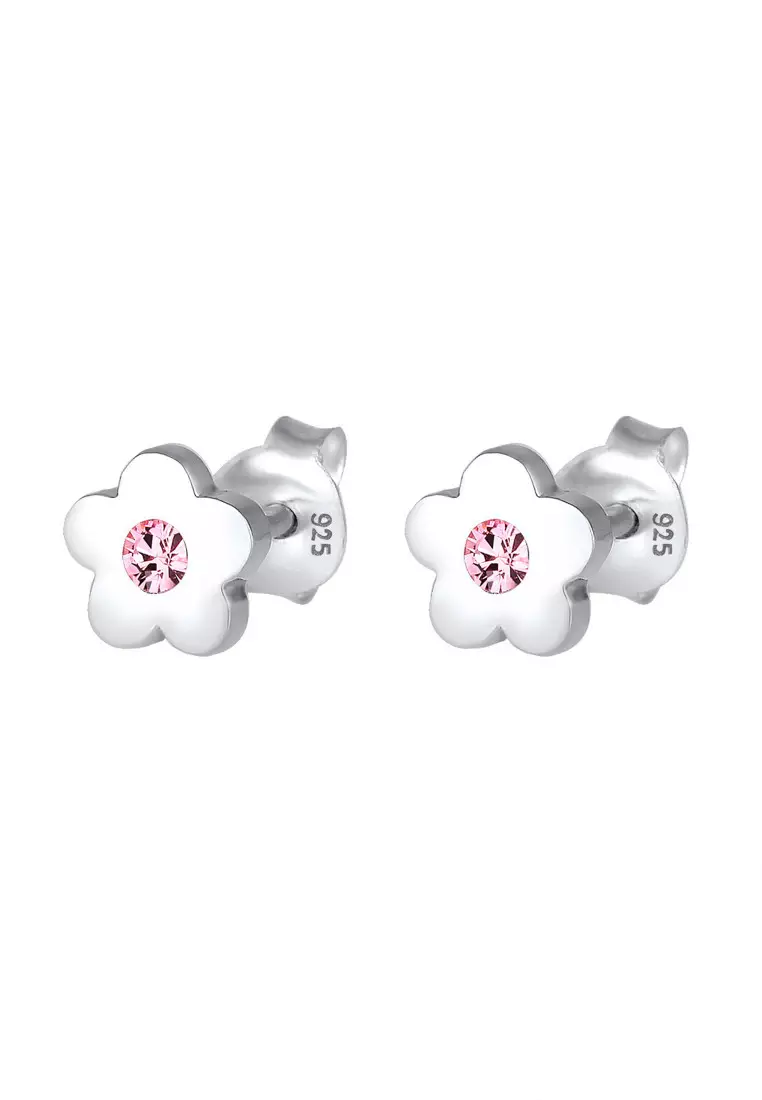 Anting Perhiasan Perak 925 Anak Flower Rose Crystals