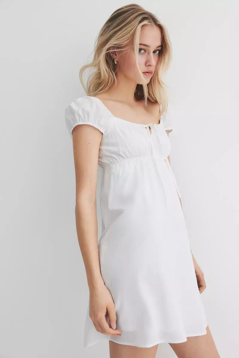 Drawstring-detail flared-skirt dress