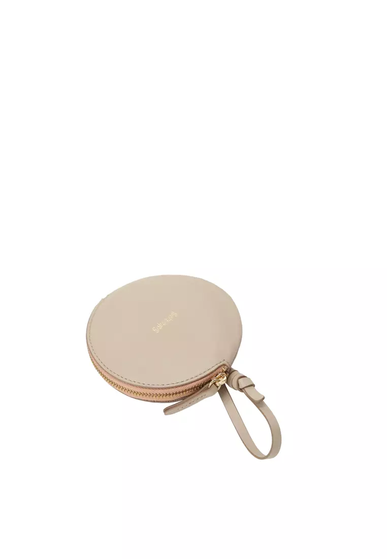 Strap Round Zip Card Case - Almond