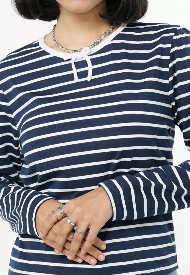 3Second Women's T-Shirt Long Puff Sleeve Body Fit Cotton Polyester Moon C190326