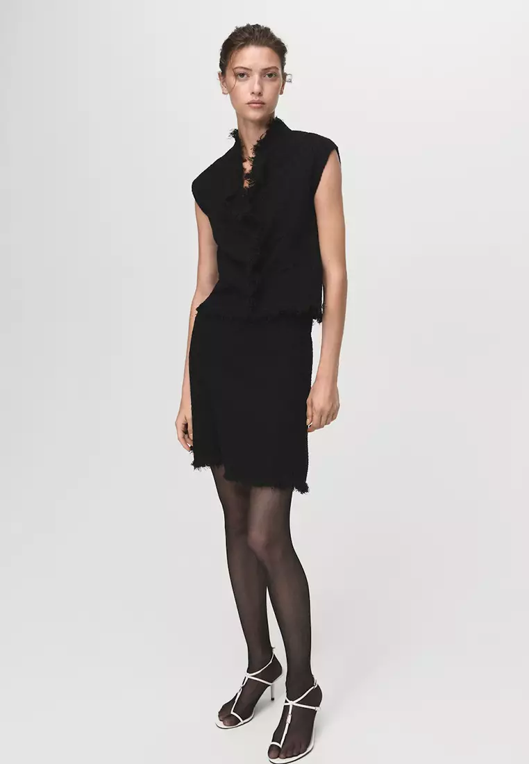 Crossover Top With Frayed Trim