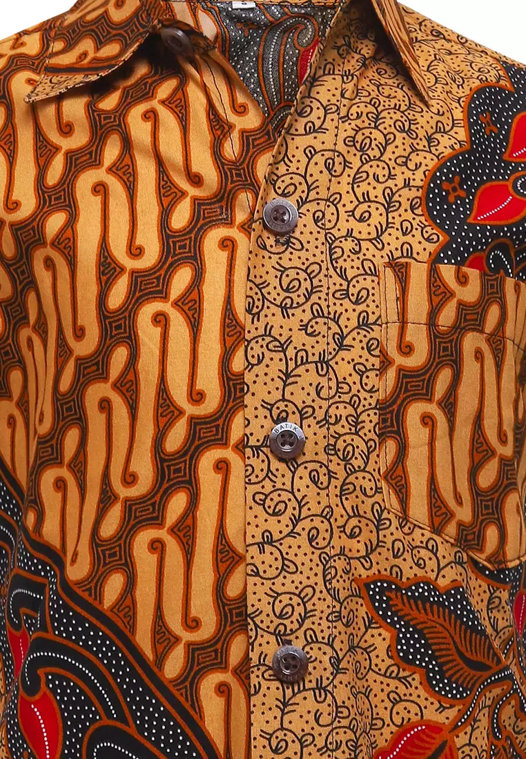 Hem Anak Batik Laki Laki Anjello Brown Lengan Pendek