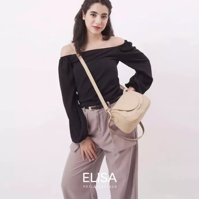 Medium Tote Selempang Kulit Asli Voila Elisa Nude