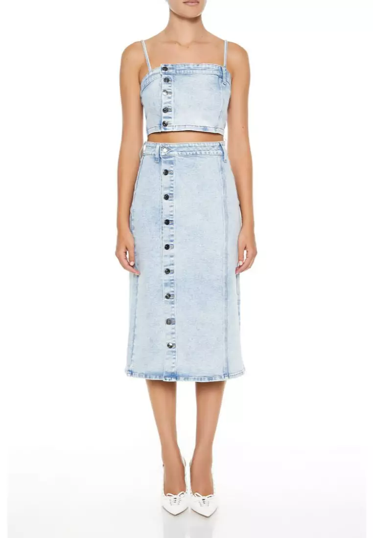 Forever 21 denim midi skirt shop