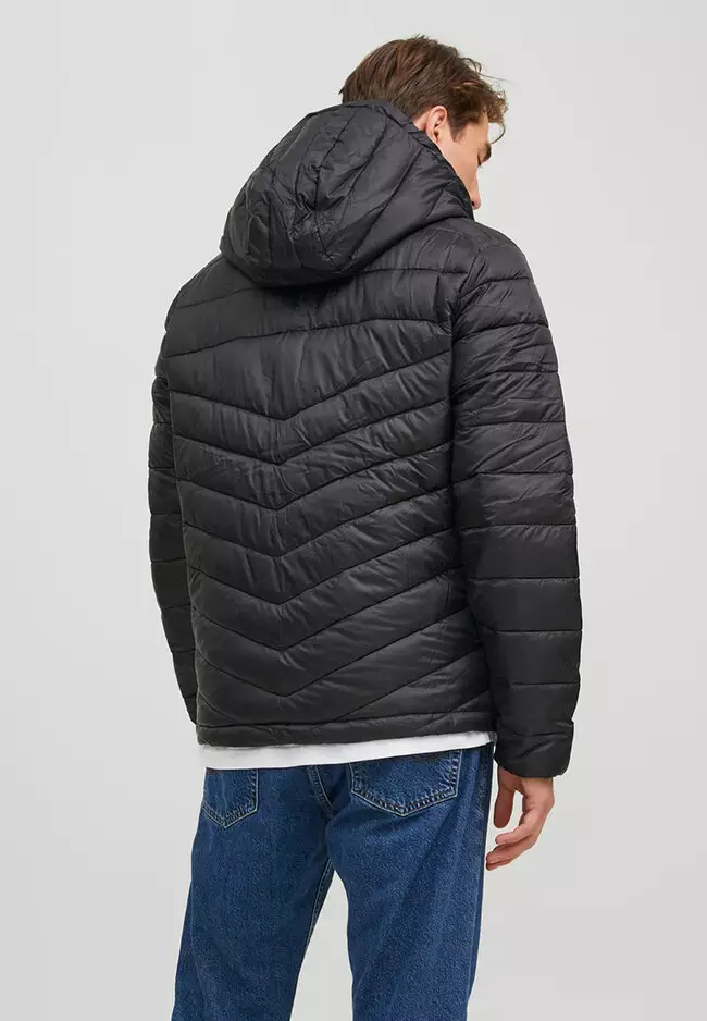 Jack & jones core padded parka with multi pockets and cheap fleece lined hood