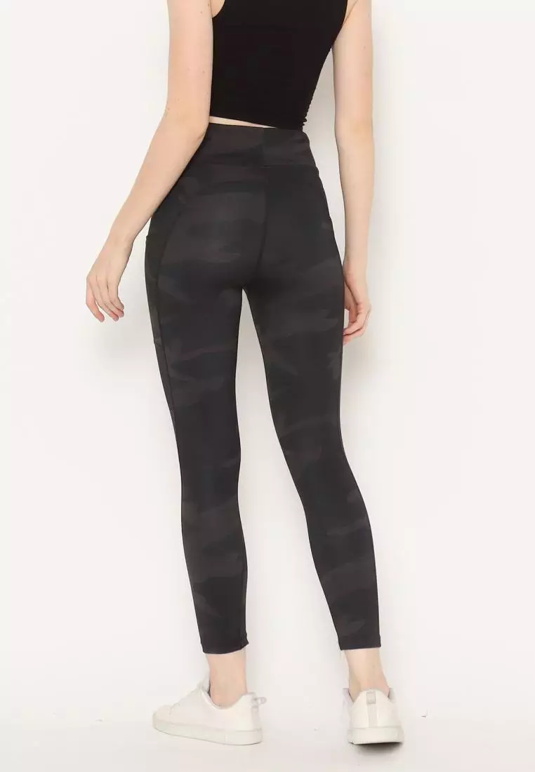 FITWEAR - ELIA POCKET CAMOUFLAGE SPORT LEGGING - BLACK