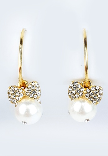 BELLE LIZ gold Scarlett Bow Pearl Hoops Earrings Gold 0C13DACB048654GS_1