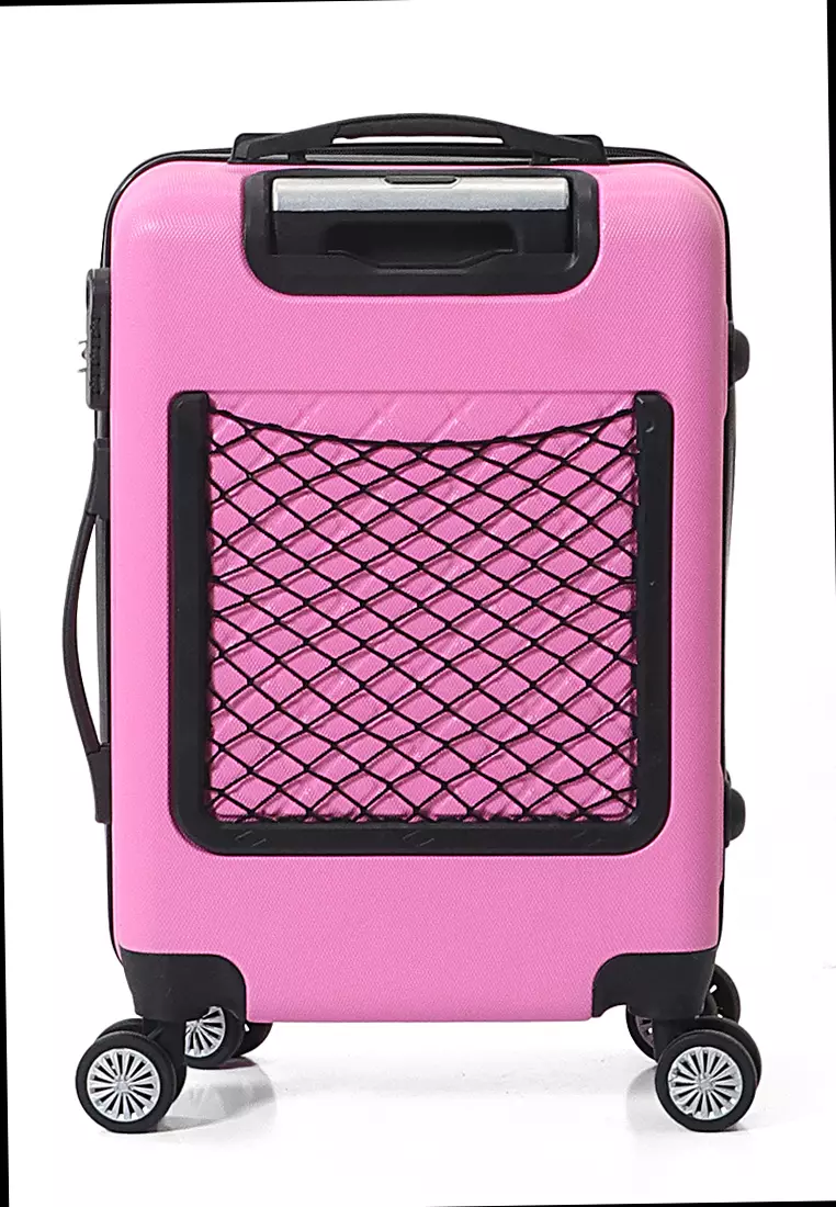 Carlton Koper Hardcase Desain Hexagon Size 20 Inch Suitcase Unisex with Rear Compartment Rubber Slot Material ABS+PVC Coated ORIGINAL - PinkBerbie