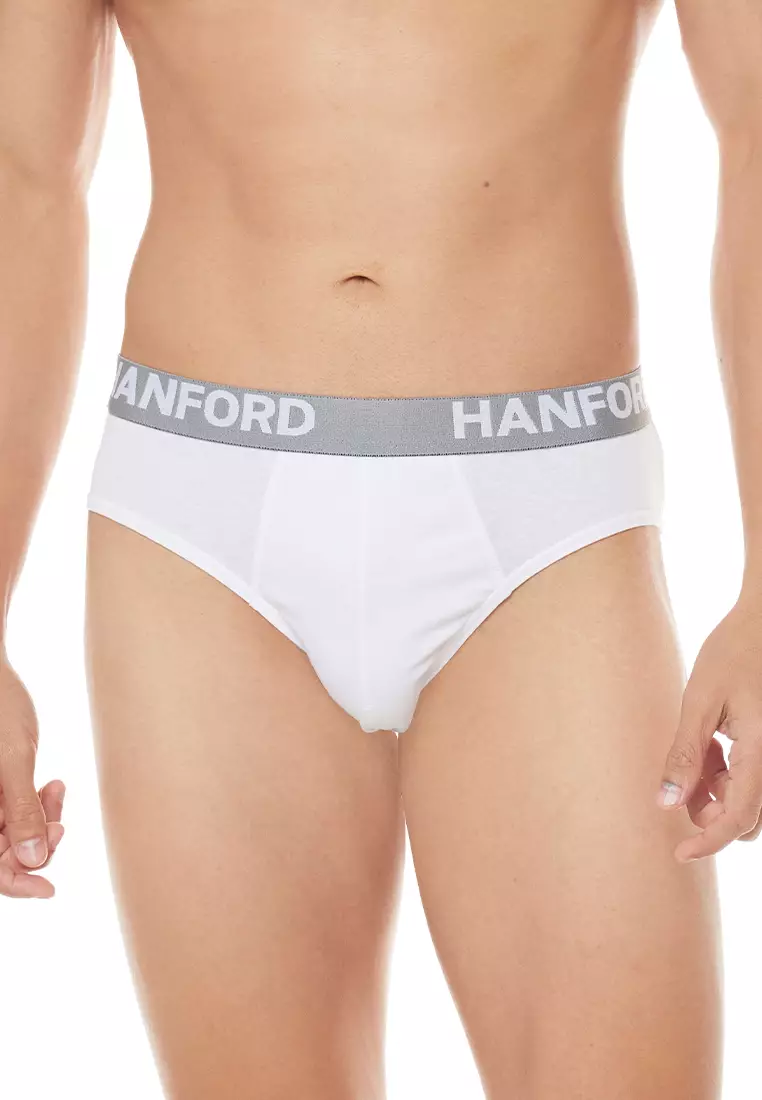 Regular Cotton Men's Briefs Ansel - White (3in1 Pack) S-4X Big Plus Size