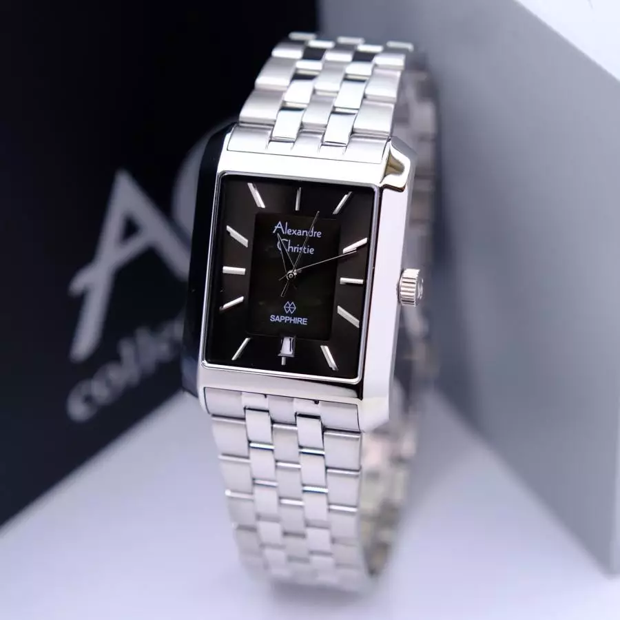 Alexandre Christie 8706 SIlver Dasar Hitam Cowok