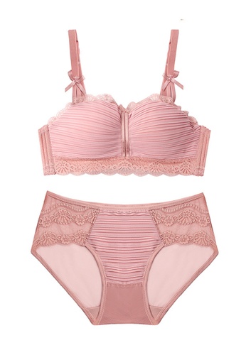 ZITIQUE pink Women's Newest Sexy Lace Lingerie Set (Bra And Underwear) - Pink 5F06FUS992EF39GS_1