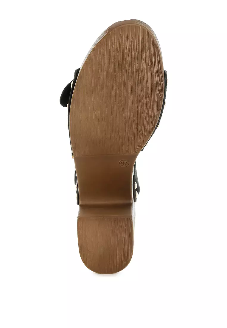 Sandal Bakiak Kulit Suede Asli Warna Hitam