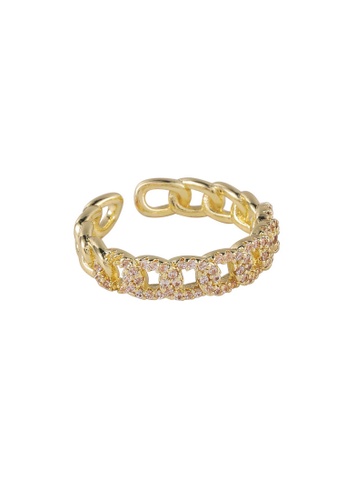 YOUNIQ gold YOUNIQ CICI Chain Link Adjustable Korea Gold Ring with Cubic Zirconia 48A2DACF4EA858GS_1