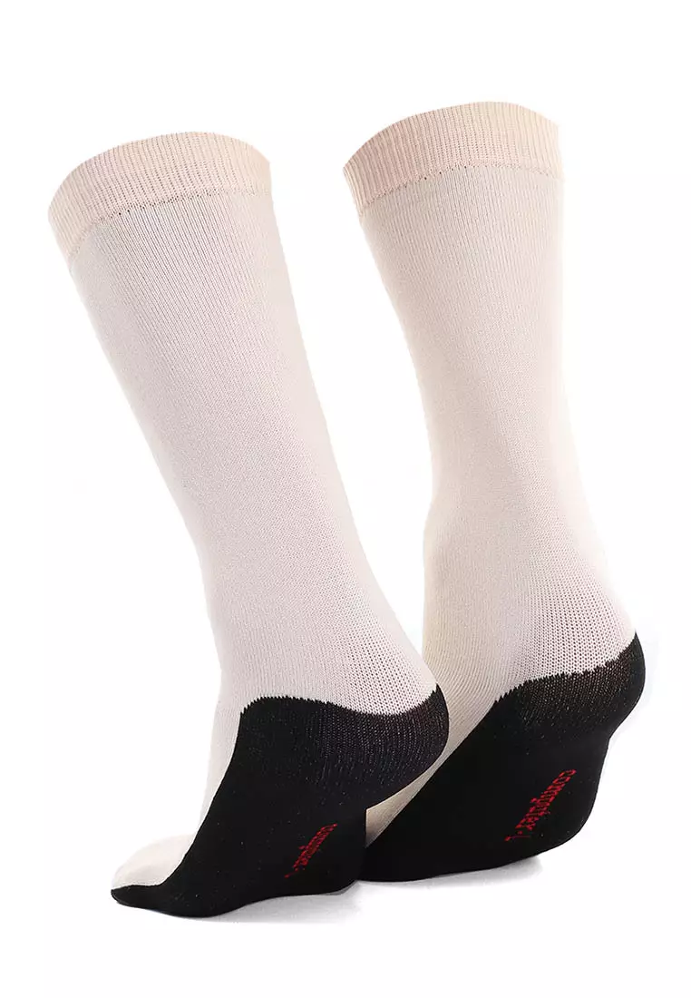 Nercyla Kaos Kaki Wanita Toe Socks Two Tone Casual Footwear Material Spandex ORIGINAL - Cream