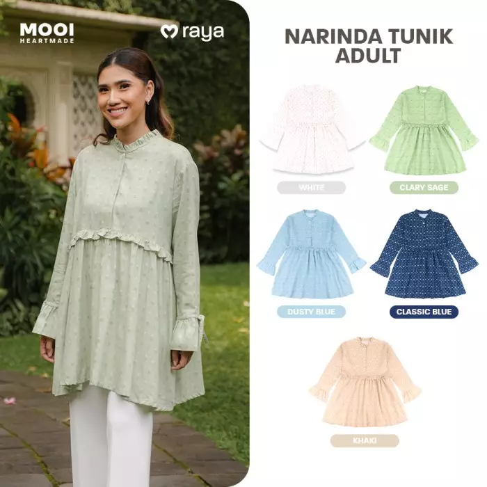 Mooi Tunik Wanita Atasan Wanita Raya Collection Narinda Tunic - Clary Sage
